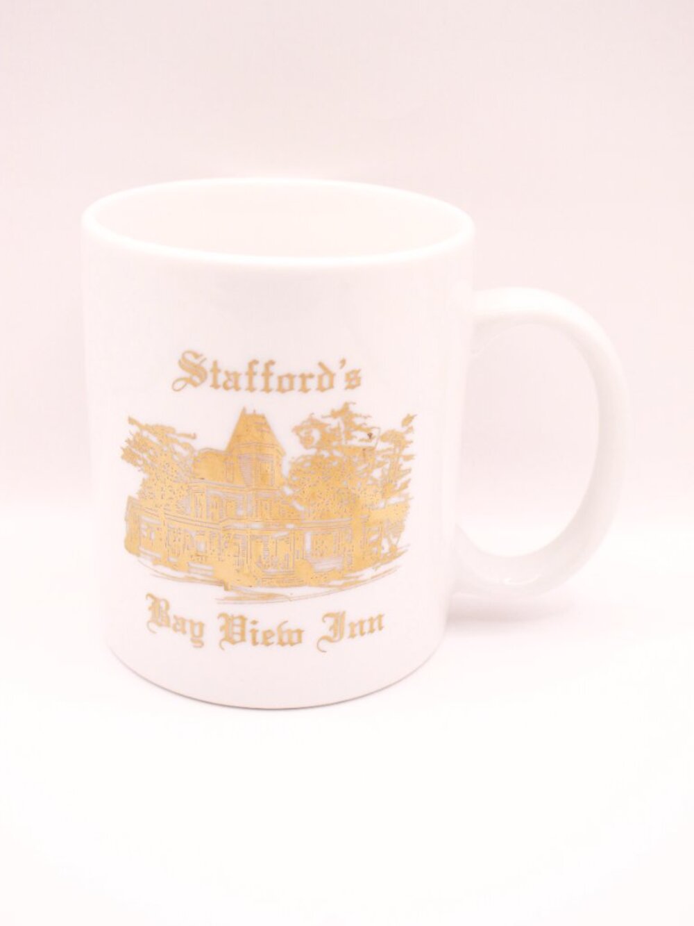 Stafford's Bay View Inn Petoskey Michigan Souvenir Coffee Mug Gold White